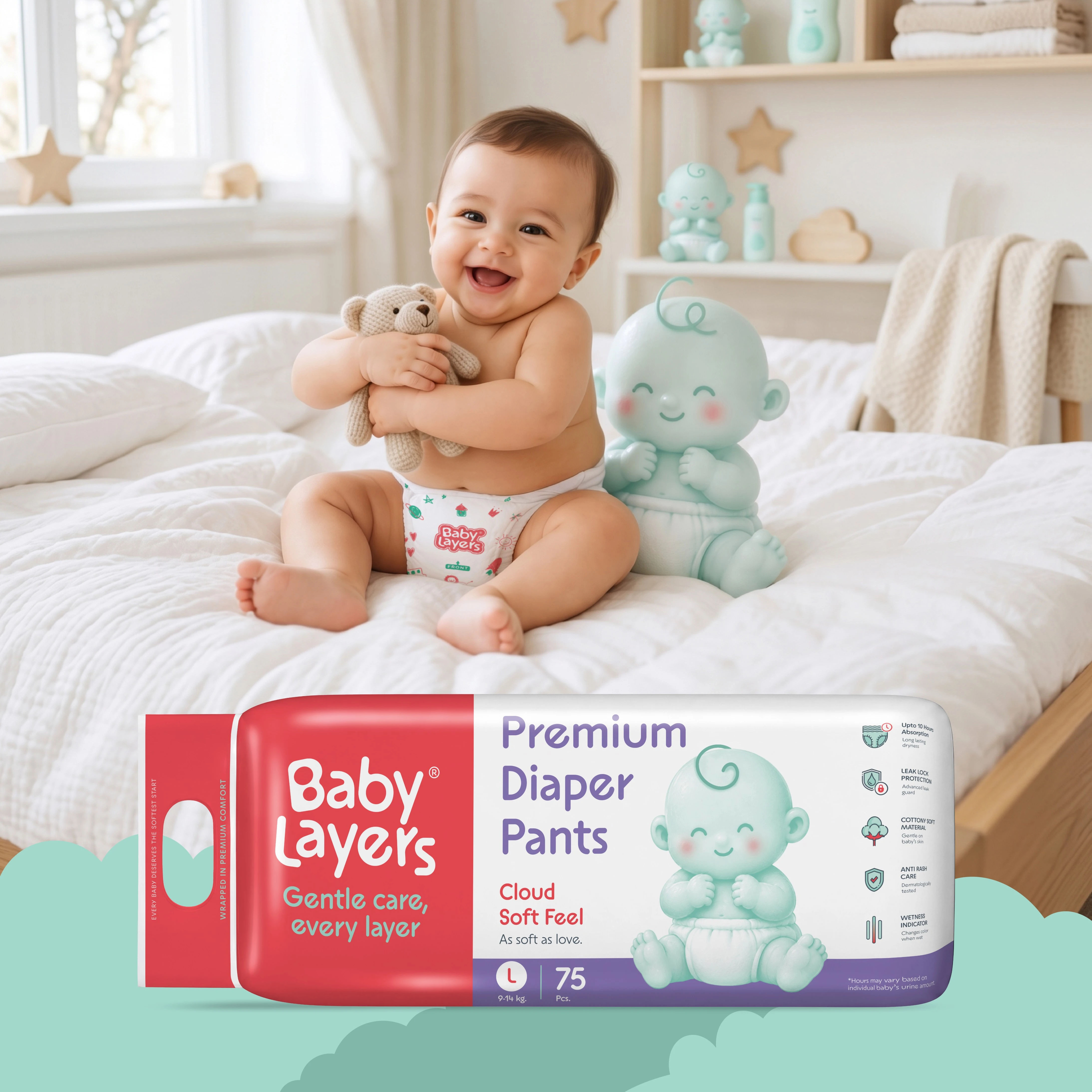 L - 75 Premium Diaper Pants (9-14 kg)