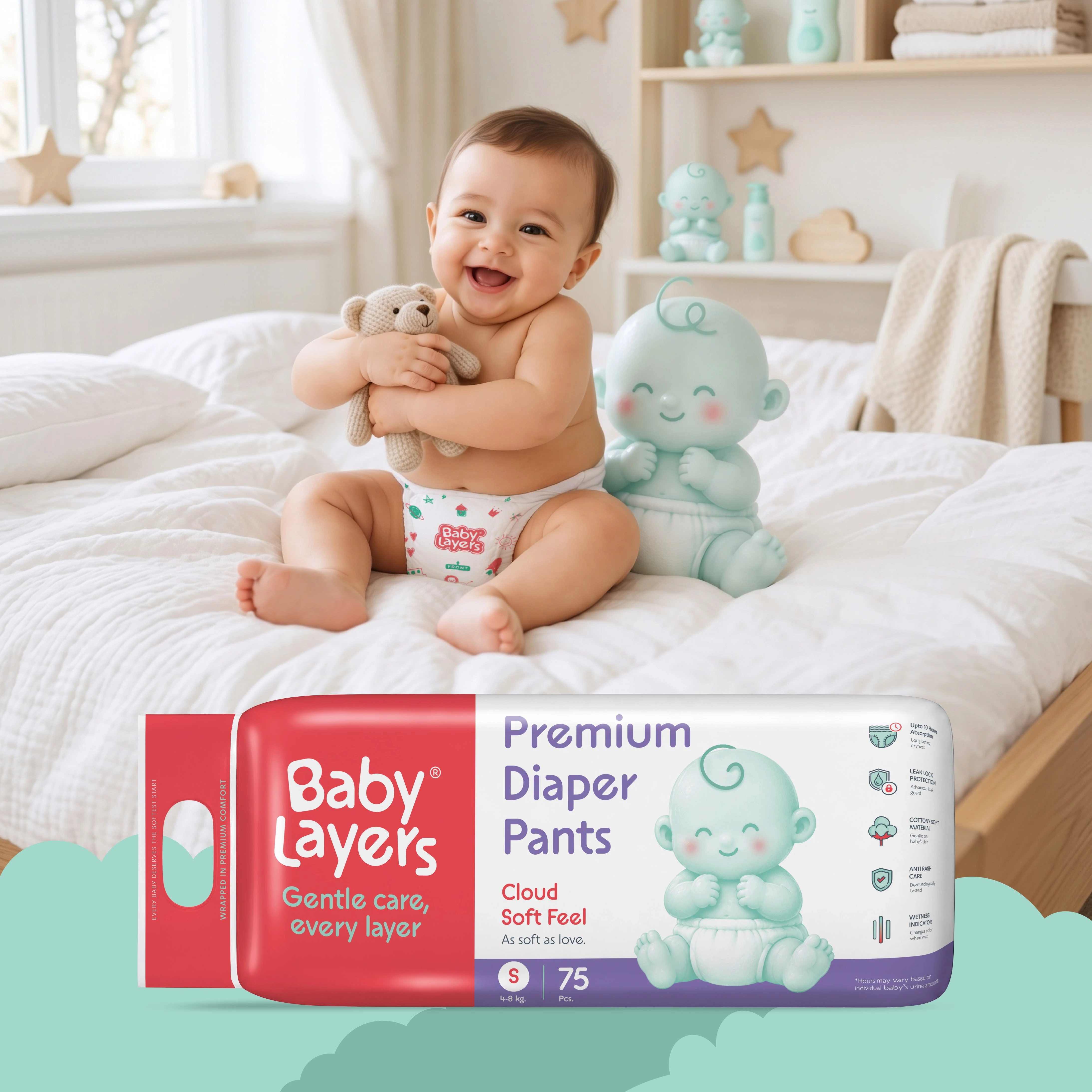 S - 75 Premium Diaper Pants (4-8 kg)